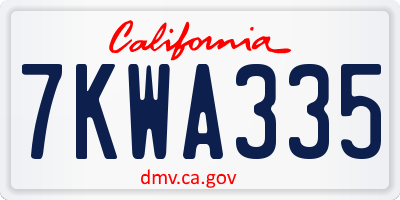 CA license plate 7KWA335