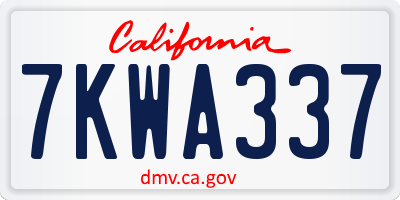 CA license plate 7KWA337