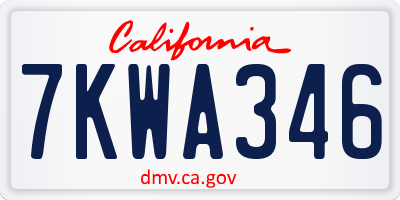 CA license plate 7KWA346