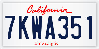 CA license plate 7KWA351