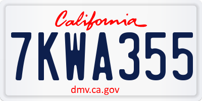 CA license plate 7KWA355