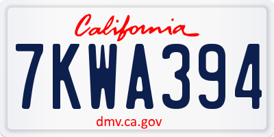 CA license plate 7KWA394