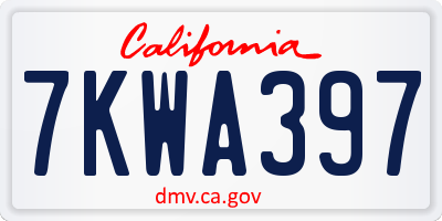 CA license plate 7KWA397