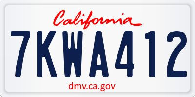 CA license plate 7KWA412