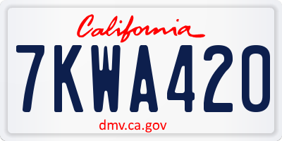 CA license plate 7KWA420
