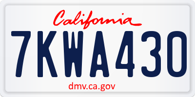 CA license plate 7KWA430