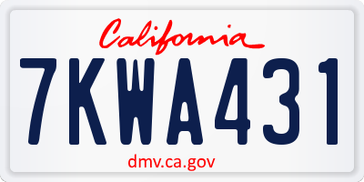 CA license plate 7KWA431