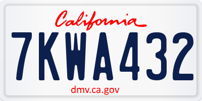 CA license plate 7KWA432