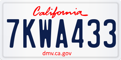 CA license plate 7KWA433
