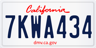 CA license plate 7KWA434