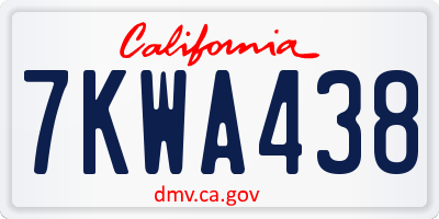 CA license plate 7KWA438