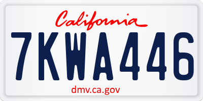 CA license plate 7KWA446