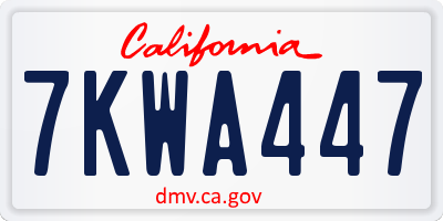 CA license plate 7KWA447
