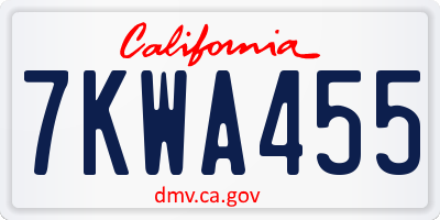 CA license plate 7KWA455