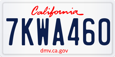 CA license plate 7KWA460