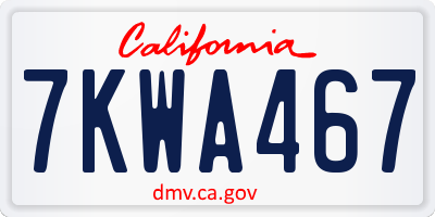 CA license plate 7KWA467