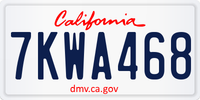 CA license plate 7KWA468