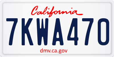 CA license plate 7KWA470