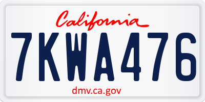 CA license plate 7KWA476