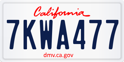 CA license plate 7KWA477
