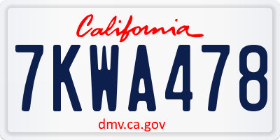 CA license plate 7KWA478