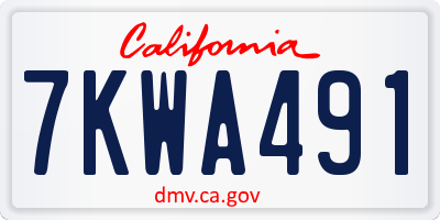 CA license plate 7KWA491