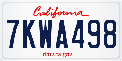 CA license plate 7KWA498