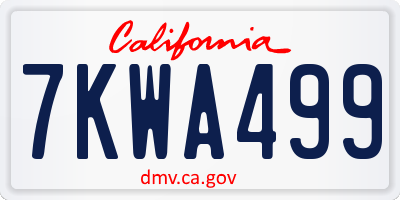 CA license plate 7KWA499