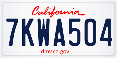 CA license plate 7KWA504