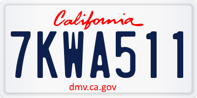 CA license plate 7KWA511