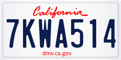 CA license plate 7KWA514