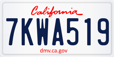 CA license plate 7KWA519