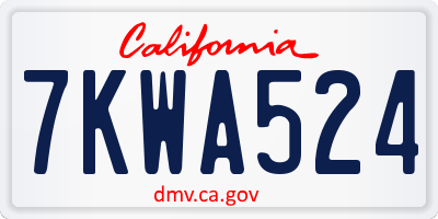 CA license plate 7KWA524