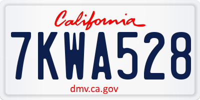 CA license plate 7KWA528