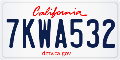 CA license plate 7KWA532