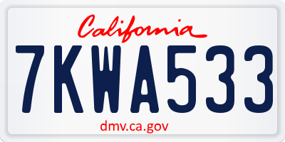 CA license plate 7KWA533