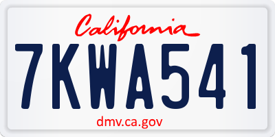 CA license plate 7KWA541