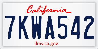CA license plate 7KWA542