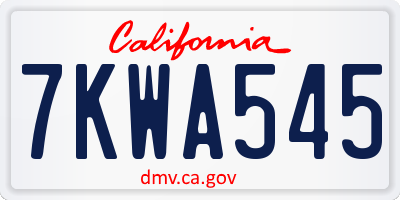 CA license plate 7KWA545