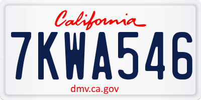 CA license plate 7KWA546