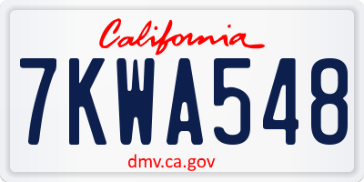 CA license plate 7KWA548