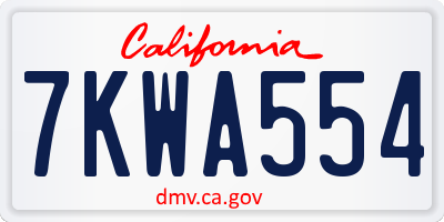 CA license plate 7KWA554