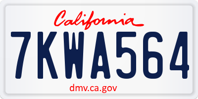 CA license plate 7KWA564