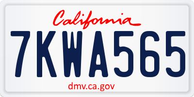 CA license plate 7KWA565