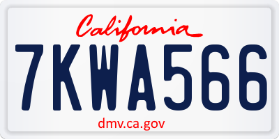 CA license plate 7KWA566