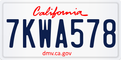 CA license plate 7KWA578