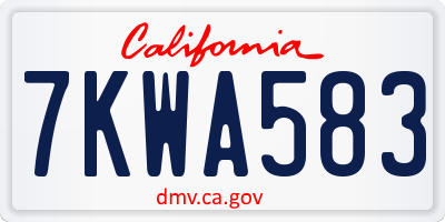 CA license plate 7KWA583