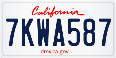 CA license plate 7KWA587