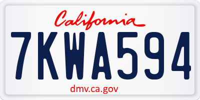 CA license plate 7KWA594
