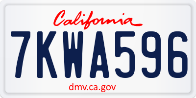 CA license plate 7KWA596